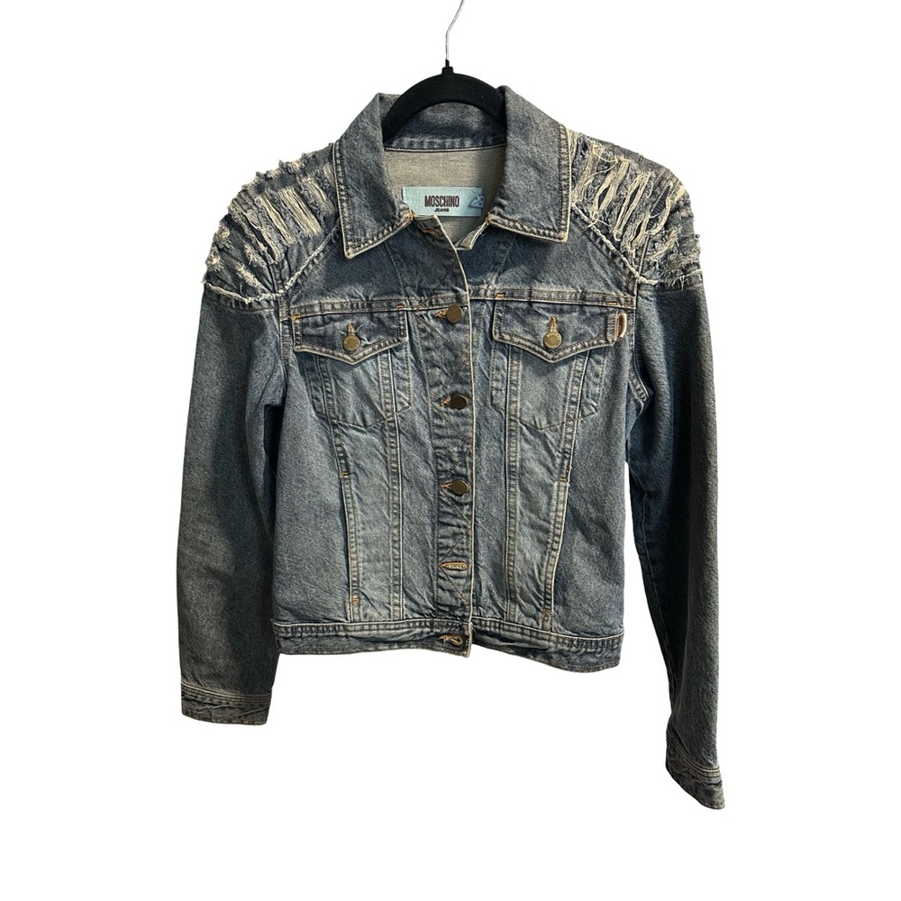 Moschino Frayed Denim Jacket - Blue